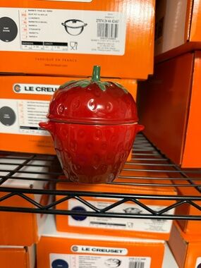 Le Creuset Red Strawberry Mini Cocotte with Green Top
